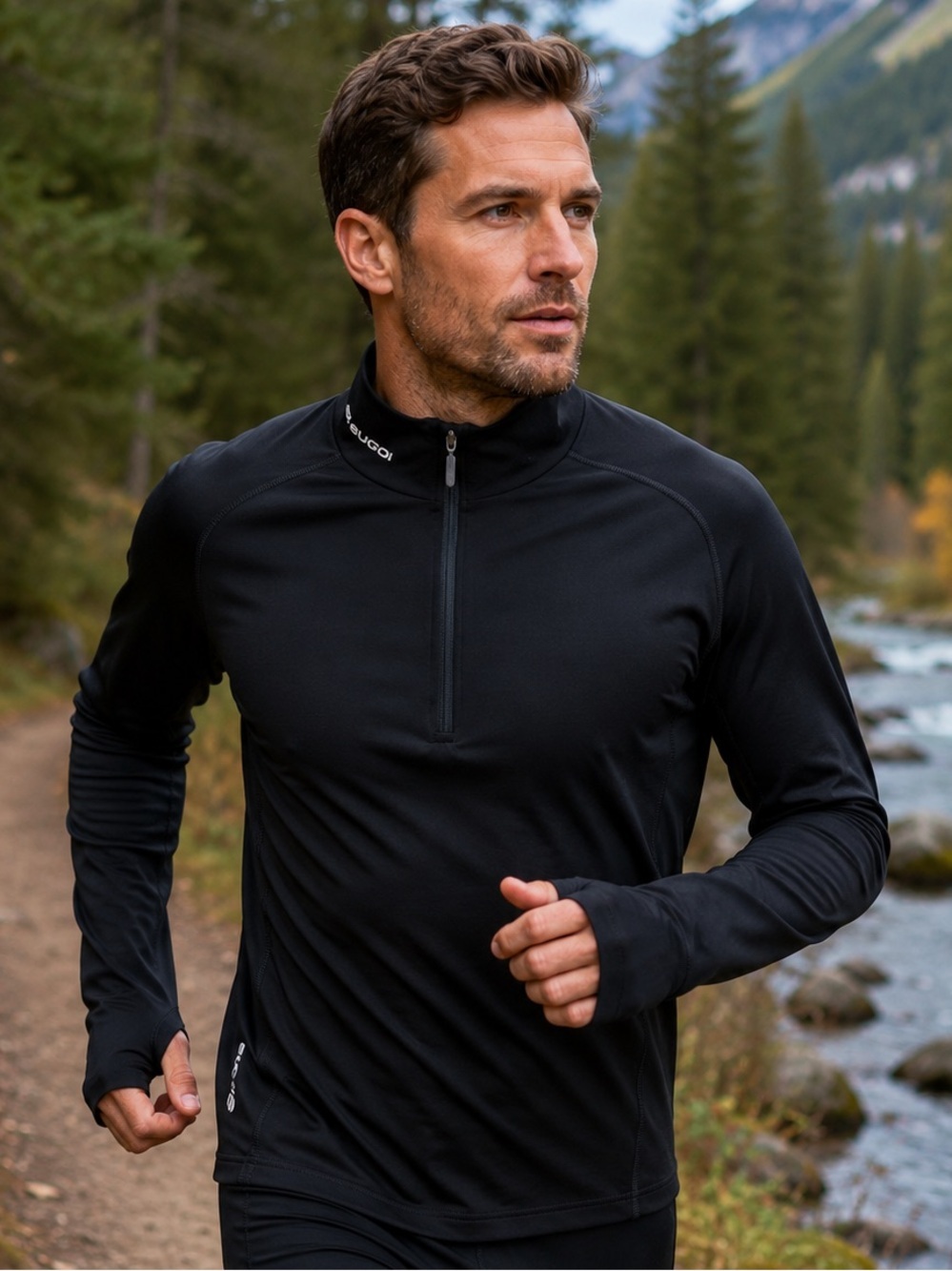 Sugoi Black 1/4Zip Performance Running Pullover Lg Athletic Cycling Performance